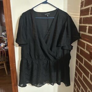 Lane Bryant Size 22/24 Black Faux Wrap Blouse